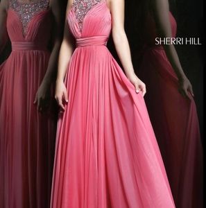 Sherri Hill Coral halter prom dress